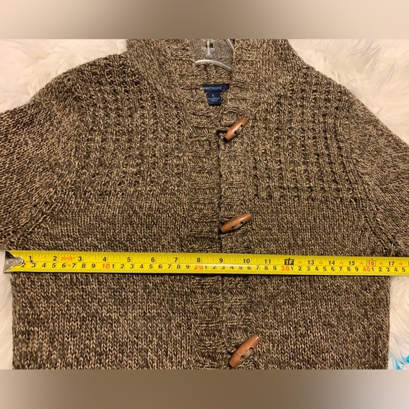 Westbound Hooded Sweater Knit Brown Toggle Wood Buttons Pockets Sz S - Picture 10 of 10